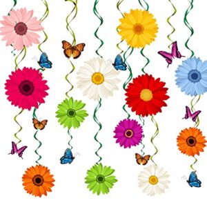 48 pieces spring sun flowers butterfly hanging swirl decorations spirals sunflower party streamers wall ceiling hanging supplies favors spring summer birthday party decorations