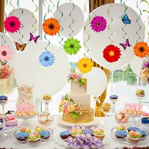 48 Pieces Spring Sun Flowers Butterfly Hanging Swirl Decorations Spirals Sunflower Party Streamers Wall Ceiling Hanging Supplies Favors Spring Summer Birthday Party Decorations