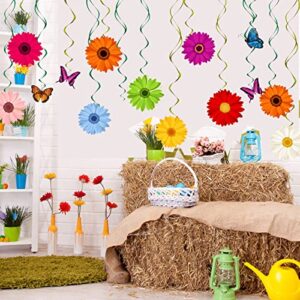 48 Pieces Spring Sun Flowers Butterfly Hanging Swirl Decorations Spirals Sunflower Party Streamers Wall Ceiling Hanging Supplies Favors Spring Summer Birthday Party Decorations