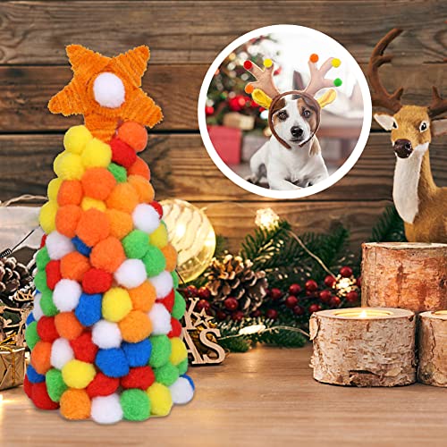 150 Pieces Pom Poms, 1 Inch Orange Craft Pom Poms, Christmas Fuzzy Pompom Puff Balls, Small Pom Pom Balls for DIY Arts, Crafts Projects, Christmas Home Decorations