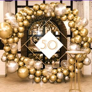 125pcs Metallic Gold Balloons Different Sizes Pack, 18/12/10/5 inch Chrome Gold Latex Balloons Garland Kit for Christmas Birthday Graduation Party Balloons