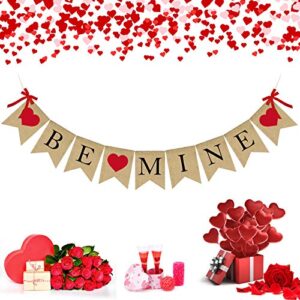 be mine burlap banner happy anniversary decorations wedding anniversary banner with heart sign proposal burlap banner wedding party anniversary day indoor/outdoor weeding decorations supplies