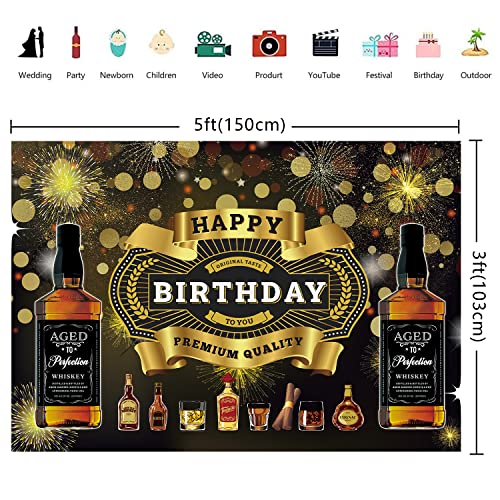 Heidaman Party Decorations For Men，Aged to Perfection Party Supplies，Men Birthday Decorations Include Whiskey Cackdrop Balloons Garland Arch Tablecloth Whiskey Bottle Beer Foil Balloons