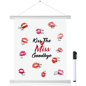 Kiss The Miss Goodbye Signature Hanging Poster Bachelorette Guest Book Alternative Bride Shower Game Supply for Bride Bride Maid Ready to Hang 9.84 x 11.8 Inches Included Black Color Pen