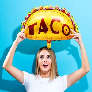 10 Pieces Taco Mylar Balloons Taco Foil Balloons Gold Taco Balloons for Birthday Wedding Baby Shower Mexican Fiesta Theme Party Decoration