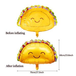 10 Pieces Taco Mylar Balloons Taco Foil Balloons Gold Taco Balloons for Birthday Wedding Baby Shower Mexican Fiesta Theme Party Decoration