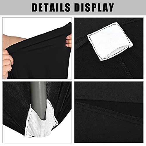 3 Pcs 8 Ft Stretch Spandex Tablecloth Rectangular Stretchable Patio Table Cover for Standard Folding Tables Fitted Cocktail Tablecloth Protector for Wedding, Banquet, Exhibitions, Party (Black)