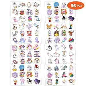 Caticorn Temporary Tattoos Birthday Party Supplies Decorations 96PCS Cat Unicorn Tattoos Stickers Cute Party Favors Kids Girls Boys Gifts Classroom School Prizes Themed Christmas