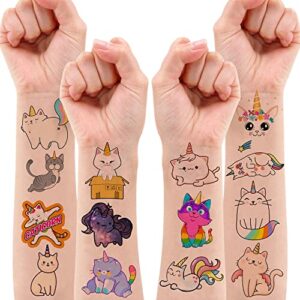 Caticorn Temporary Tattoos Birthday Party Supplies Decorations 96PCS Cat Unicorn Tattoos Stickers Cute Party Favors Kids Girls Boys Gifts Classroom School Prizes Themed Christmas