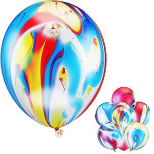 24 pieces tie dye agate marble balloons 10 inches tie dye swirl latex balloons for theme party birthday party festival wedding baby shower decorations (colorful)