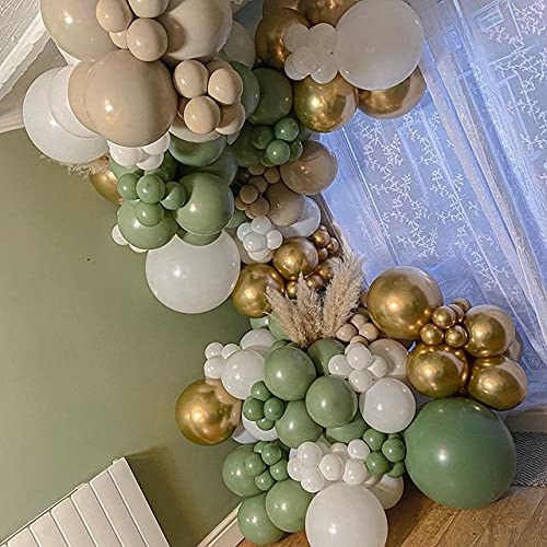 Janinus Sage Green Balloons Party Balloons 10 Inches 50 PCS Olive Green Party Balloons Sage Green Latex Balloons Birthday Balloons For Party