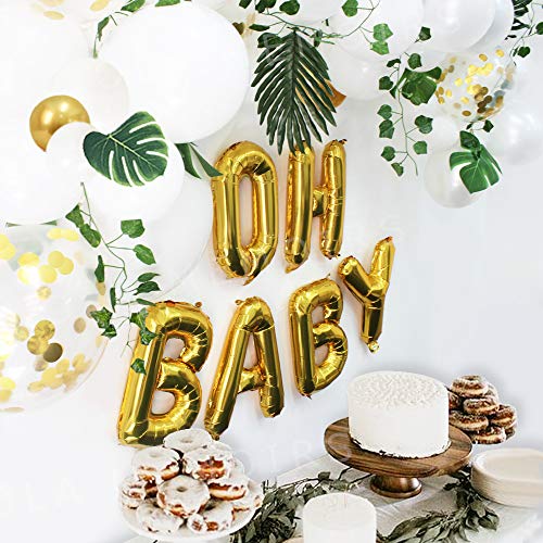 Ola Memoirs Greenery Baby Shower Decorations, Boho Neutral Oh Baby Balloon Garland Arch, Faux Greenery Ivy Leaf Vines, Backdrop Decor for boy and girl, Sweet Decoration Jungle Safari Woodland Theme