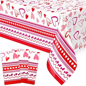 fancy land valentine tablecloth 3 pack heart red plastic party decorations 54 x 108 table cover