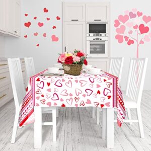 FANCY LAND Valentine Tablecloth 3 Pack Heart Red Plastic Party Decorations 54 X 108 Table Cover