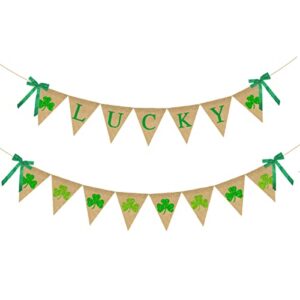St Patrick's Day Decorations, Lucky Banner and Shamrock Clover Garland Banner for St Patrick's Day Holiday Party Supplies