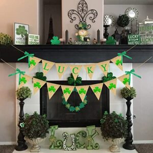 St Patrick's Day Decorations, Lucky Banner and Shamrock Clover Garland Banner for St Patrick's Day Holiday Party Supplies