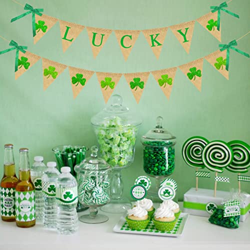 St Patrick's Day Decorations, Lucky Banner and Shamrock Clover Garland Banner for St Patrick's Day Holiday Party Supplies