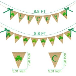St Patrick's Day Decorations, Lucky Banner and Shamrock Clover Garland Banner for St Patrick's Day Holiday Party Supplies