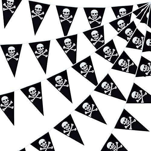 60 Pieces Pirate Banners Pirate Theme Party Decoration Pirate Skull Pennant Triangle Flags for Birthday Party Supplies