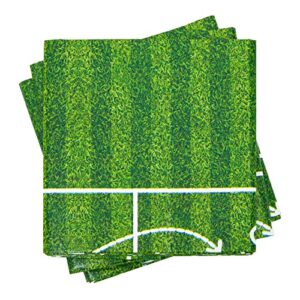 BLUE PANDA 3 Pack Grass Table Cloths for Parties, Soccer Themed Birthday Party Supplies (54 x 108 in)