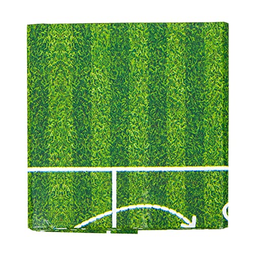 BLUE PANDA 3 Pack Grass Table Cloths for Parties, Soccer Themed Birthday Party Supplies (54 x 108 in)