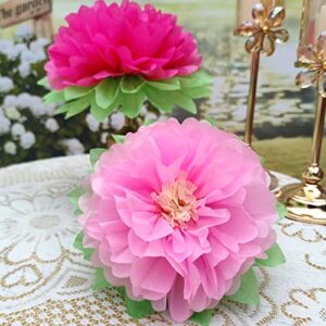 Mybbshower Pink Paper Flower Wedding Centerpiece Birthday Party Backdrop Nursery Room Wall Home Decoration Pack of 9