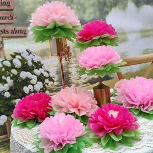 Mybbshower Pink Paper Flower Wedding Centerpiece Birthday Party Backdrop Nursery Room Wall Home Decoration Pack of 9