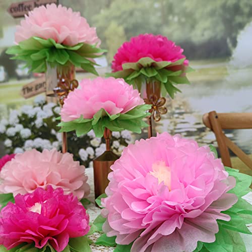 Mybbshower Pink Paper Flower Wedding Centerpiece Birthday Party Backdrop Nursery Room Wall Home Decoration Pack of 9