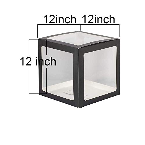 Aimto Clear Balloon Boxes for Party Decorations - Black - 4pcs