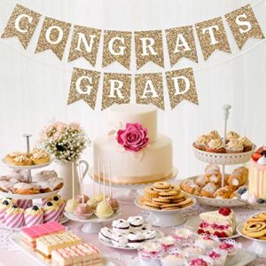 Pre-Strung Congrats Grad Banner - NO DIY - Gold Glitter Graduation Party Banner - Pre-Strung Garland on 6 ft Strand - Gold Grad Congrats Class of 2023 Party Decorations & Decor. Did we mention no DIY?