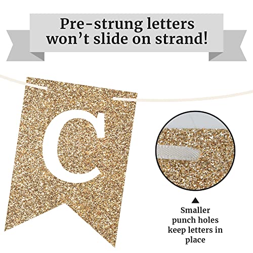 Pre-Strung Congrats Grad Banner - NO DIY - Gold Glitter Graduation Party Banner - Pre-Strung Garland on 6 ft Strand - Gold Grad Congrats Class of 2023 Party Decorations & Decor. Did we mention no DIY?