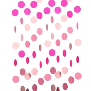 hot pink paper garland circle dots hanging happy birthday baby shower wedding party decoration, 2 inch, 26 feet in total