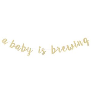 A Baby is Brewing Banner Gender Reveal Party Diaper Party Decor Paper Garland - Gold