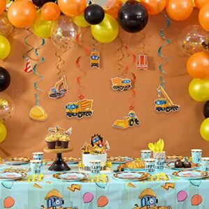 Construction Hanging Swirls - 24 PCS Construction Party Decorations for Boys Birthday Party Supplies Dump Truck Hanging Decor Ceiling Streamers