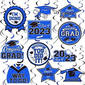 31 pieces graduation party supplies, 2023 graduation hanging swirl congrats grad and graduation party decorations(blue, black)