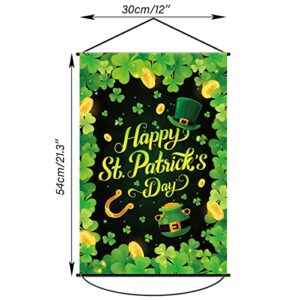 St Patricks Day Decorations Door Banner Irish Shamrock Welcome Sign Decor St. Patrick's Door Banner Sign Hanging Fabric Green Garland for Home Office Front Door Yard Outdoor Party Decor