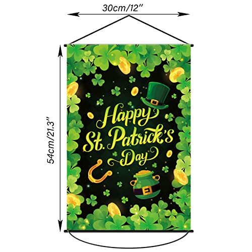 St Patricks Day Decorations Door Banner Irish Shamrock Welcome Sign Decor St. Patrick's Door Banner Sign Hanging Fabric Green Garland for Home Office Front Door Yard Outdoor Party Decor