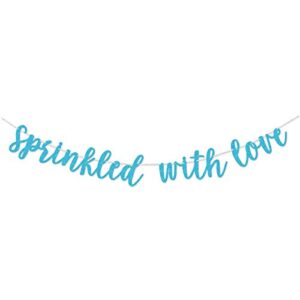 blue glitter sprinkled with love banner sign garland pre-strung for baby sprinkle,baby shower decorations