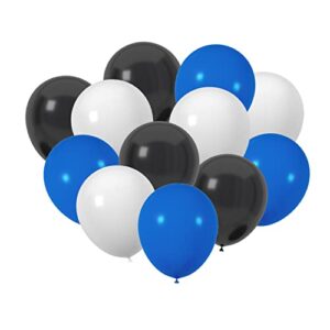 100 pcs 12 inch black white and royal blue latex balloons decoration, birthday wedding baby shower party balloons decoration (black white blue)