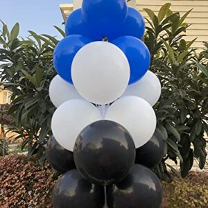 100 Pcs 12 Inch Black White And Royal Blue Latex Balloons Decoration, Birthday Wedding Baby Shower Party Balloons Decoration (Black White Blue)