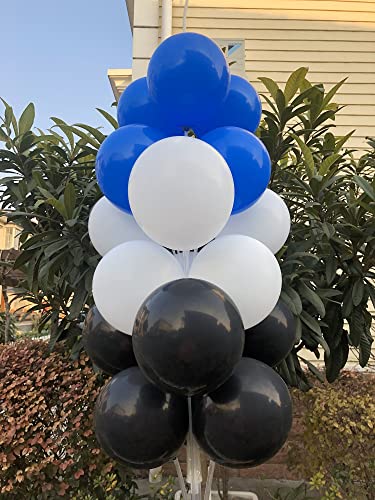 100 Pcs 12 Inch Black White And Royal Blue Latex Balloons Decoration, Birthday Wedding Baby Shower Party Balloons Decoration (Black White Blue)