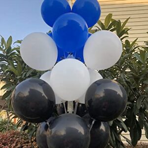 100 Pcs 12 Inch Black White And Royal Blue Latex Balloons Decoration, Birthday Wedding Baby Shower Party Balloons Decoration (Black White Blue)