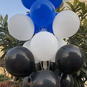100 Pcs 12 Inch Black White And Royal Blue Latex Balloons Decoration, Birthday Wedding Baby Shower Party Balloons Decoration (Black White Blue)
