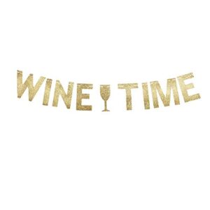wine time banner, wine tasting party, wine/drink/alcohol party gold gliter paper decorations