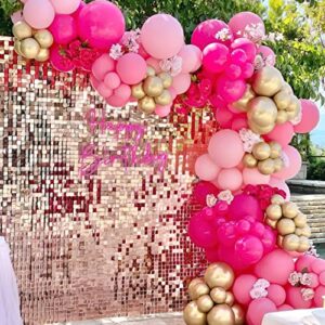 pink balloon garland arch kit-122pcs hot pink and gold balloons different sizes for barbie princess themed birthday girl’s baby shower bridal shower wedding valentine party decorations