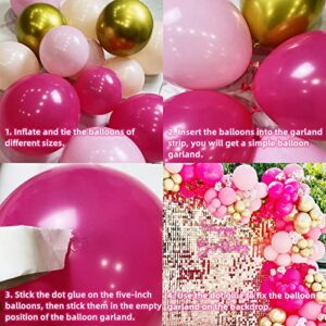 Pink Balloon Garland Arch Kit-122Pcs Hot Pink and Gold Balloons Different Sizes for Barbie Princess Themed Birthday Girl's Baby Shower Bridal Shower Wedding Valentine Party Decorations