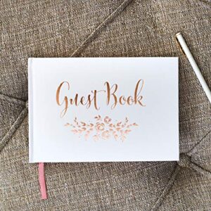 J&A Homes Wedding Guest Book - Polaroid Album Photo Guestbook Registry Sign-in with Gold Foil & Gilded Edges - White Hardbound Book with Bookmark - 9” x 6” inches Small Rose Gold (100 Pages)