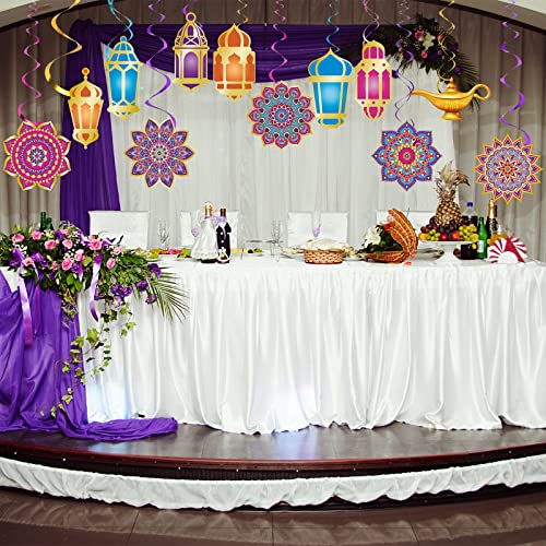 Arabian Nights Party Decoration Genie Lamp Mandala Swirls Ceiling Foil Party Decoration Eid Mubarak Decor for Indian Princess Baby Shower Moroccan Birthday Party Supplies 52 Pcs