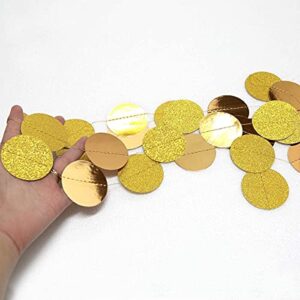 Decor365 Gold Circle dots Garland Golden Party Decorations Glitter Polka Dots Streamers Hanging Backdrop Bunting String Wedding/Birthday/Baby Shower/Graduation/New Year/Christmas/Sweet 16/Bday Decor