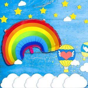 6 Pieces Rainbow Foil Balloon Rainbow Foil Mylar Balloons Party Decoration Large Size for Birthday Baby Shower Wedding